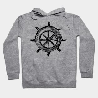 Old fashioned nautical ship steering wheel Hoodie